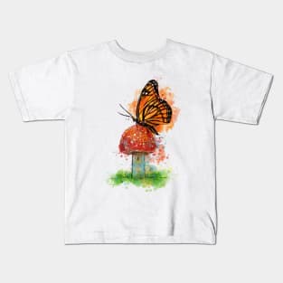 Butterfly and Mushroom Kids T-Shirt